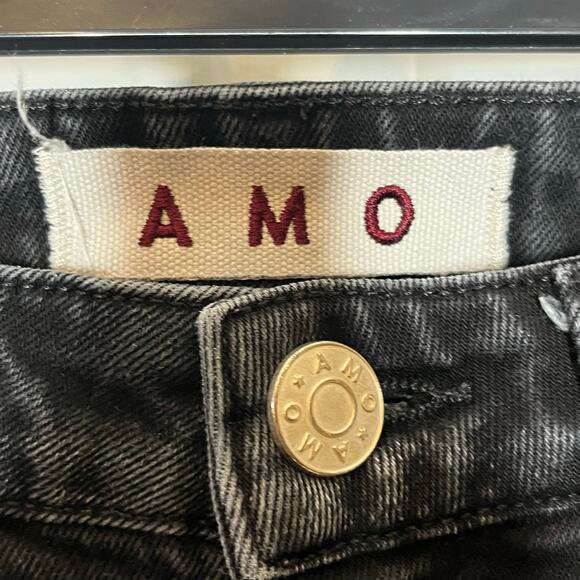 AMO Stix Crop Black Magic Color Jeans Raw Hem Size 26 - Picture 5 of 9